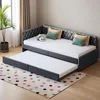 Ausziehbares Schlafsofa 90x200 cm in grauem Samt, Produktbild-Vorschau 2