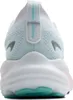The back view of a white and teal athletic shoe. Produktbild-Vorschau