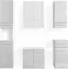 A collection of five white, high-gloss bathroom cabinets arranged against a white background. Náhled obrázku produktu