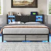 Lit en métal INONEFT 140x200 cm avec LED et ports USB, lit Voir les images du produit 2
