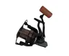 A fishing reel with a wooden handle is shown against a white background. Produktbild-Vorschau