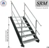 A metal staircase with handrails against a white background. Produktbild-Vorschau