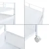 A collage of four close-up images showing different parts of a white rolling cart. Podgląd zdjęcia produktu