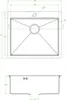 Technical drawing of a sink with dimensions. Podgląd zdjęcia produktu