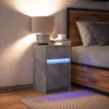 vidaXL Nachttisch mit LED-Leuchten Betongrau Holzwerkstoff Produktbild-Vorschau 5