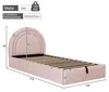 Lit enfant 90x200 cm, revêtement en velours rose, lit Voir les images du produit 6