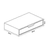A line drawing of a wall-mounted shelf with a drawer, showing its dimensions. Anteprima dell’immagine prodotto