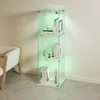 UnboxG Úzka sklenená vitrína biela s LED osvetlením, 1 Náhľad obrázku produktu 1