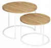 2er Set Couchtische rund – Weiß / Holzoptik Craft – Nesting Produktbild-Vorschau 8
