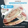 A close-up marketing image of a toilet seat and lid with a rose pattern, highlighting its features. Náhled obrázku produktu