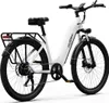 A white electric bicycle with black accents is shown against a white background. Produktbild-Vorschau