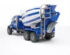 A blue and white cement mixer truck is shown from a rear-side angle against a white background. Podgląd zdjęcia produktu