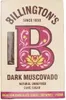 The image shows the front packaging of Billington's Dark Muscovado Cane Sugar. Produktbild-Vorschau