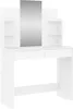 A white vanity table with a mirror and shelves. Produktbild-Vorschau