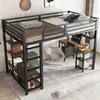 A loft bed with a desk and shelves underneath, set up in a room. Náhľad obrázku produktu