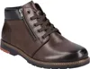 A single brown leather boot with laces and a zipper. Podgląd zdjęcia produktu
