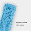 A close-up of a blue chenille mop head with text describing the material composition. Anteprima dell’immagine prodotto