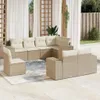 8-tlg. Garten-Sofagarnitur mit Kissen Beige Poly Rattan Produktbild-Vorschau 2