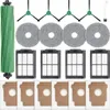 A collection of cleaning accessories for a robot vacuum cleaner, including a main brush, filters, and mop pads, laid out on a white background. Podgląd zdjęcia produktu