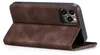 A brown flip case for an iPhone 13 Pro Max is shown from the side, with the case open. Produktbild-Vorschau