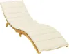 A cream-colored chaise lounge cushion on a wooden chaise lounge. Voir les images du produit