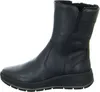 A black leather boot with a fur lining is shown against a white background. Podgląd zdjęcia produktu