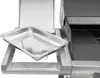 A close-up view of a stainless steel drip pan on a grill. Podgląd zdjęcia produktu
