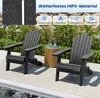 Two Adirondack chairs are placed on a patio next to a pool, with a small table between them. The background features greenery and a stone wall. Anteprima dell’immagine prodotto