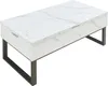 A white marble-look coffee table with a dark metal frame, shown from a slightly elevated angle against a white background. Náhled obrázku produktu