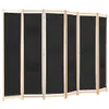 A multi-panel room divider with black fabric panels and a light wood frame, shown from a slightly angled front view against a white background. Náhled obrázku produktu