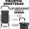 A shopping trolley with text highlighting its features. Voir les images du produit