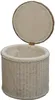 KRINES HOME  Rattan Bad Hocker Wäschekorb Rund Weiß mit Produktbild-Vorschau 2