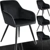 A collage of black velvet-look chairs with black metal legs, shown from different angles. Náhled obrázku produktu