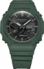 A close-up, front-facing studio shot of a green Casio G-Shock watch against a white background. Produktbild-Vorschau