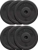 A set of black weight plates stacked in two rows against a white background. Náhled obrázku produktu