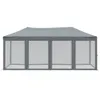 A grey party tent with mesh walls is shown against a white background. Náhled obrázku produktu
