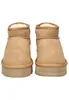 A pair of brown leather boots with a platform sole and white fur lining, shown from the back against a white background. Náhled obrázku produktu