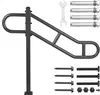 A black metal handrail with mounting hardware is displayed against a white background. Náhled obrázku produktu