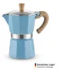 Espressokocher 3 Tassen Aluminium Blau Mokkakanne Produktbild-Vorschau 3