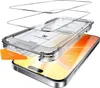 An exploded view of a phone case and screen protector assembly, with the phone visible underneath. Produktbild-Vorschau