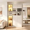 Armoire haute vitrine, 120x33x200 cm, meuble de salon avec Voir les images du produit 6