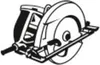 A black and white line drawing of a circular saw. Podgląd zdjęcia produktu
