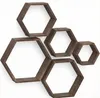 IvoQ Hexagon Wandregale 5er Set - Holz - Rustikales Braun - Produktbild-Vorschau 1