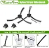 The image shows two side brushes for a robot vacuum cleaner, along with instructions on how to straighten them. Produktbild-Vorschau