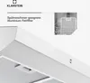 A white kitchen hood with a close-up of its control panel and a small inset image of a filter in a dishwasher. Podgląd zdjęcia produktu