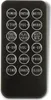 A black remote control with white text on circular buttons. Produktbild-Vorschau