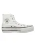 A white Converse Chuck Taylor All Star high-top sneaker with a platform sole, shown from the side against a white background. Voir les images du produit