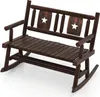 A wooden rocking bench with star cutouts on the backrest, shown against a white background. Náhľad obrázku produktu