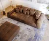DELIFE Big-Sofa Violetta 310x135 Braun Antik Optik Hocker Produktbild-Vorschau 4