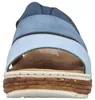 Das Bild zeigt einen blauen flachen Schuh der von der Seite betrachtet wird. Der Schuh hat eine einfache und elegante Form mit einer leichten Sohle. Produktbild-Vorschau